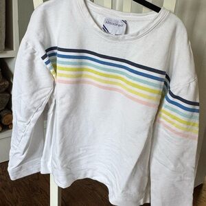 Addison Bay White Sweatshirt with Rainbow Stripes
